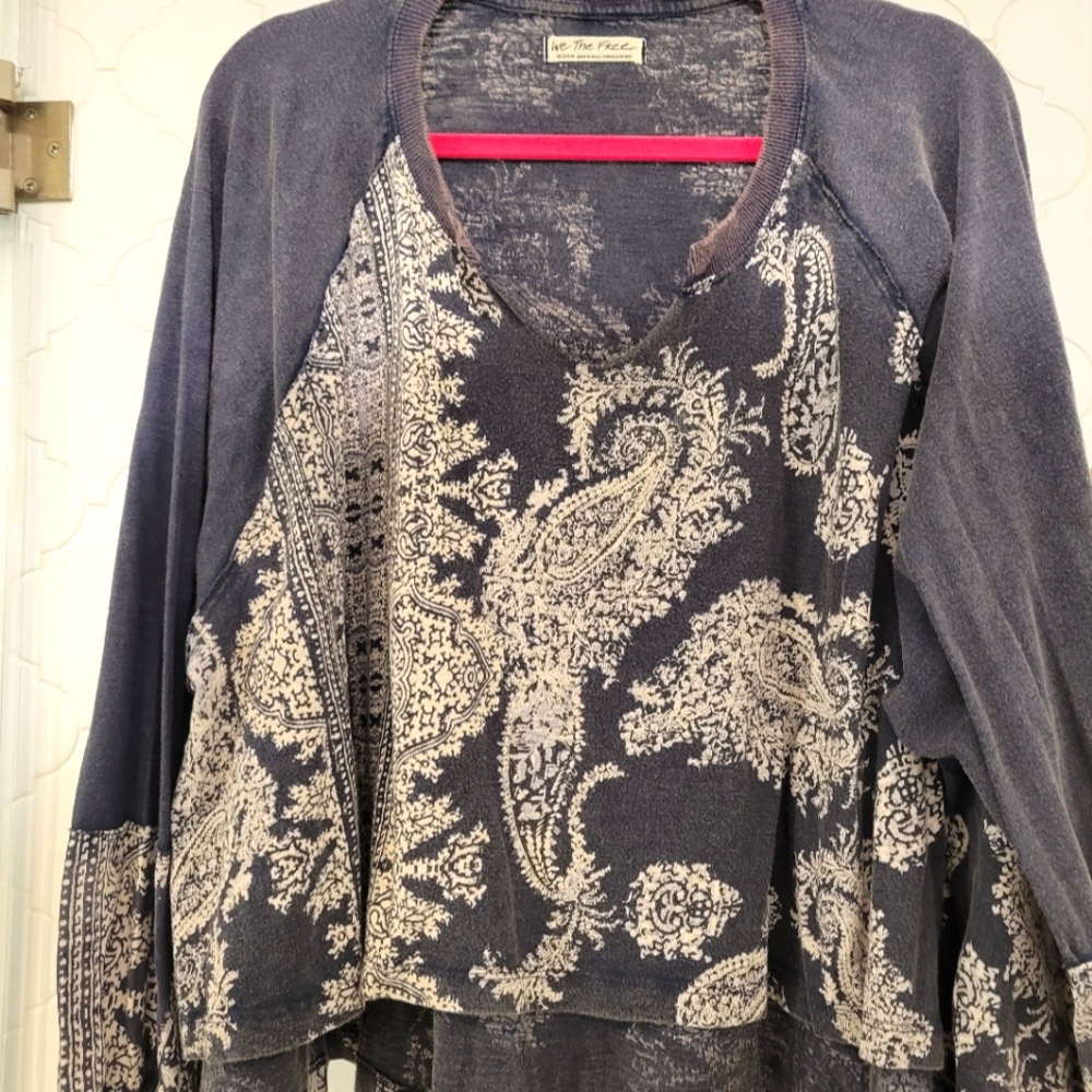 Free People True Perfection Paisley High Low Top